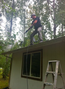 me power washing the gutters