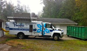 duct vacuuming truck, note the inflated collection bags on the top